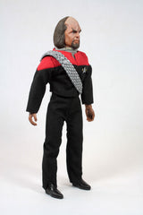 8" MEGO Star Trek action figure of Lt. Worf in Starfleet uniform, featuring 14 points of articulation and collector-friendly packaging.