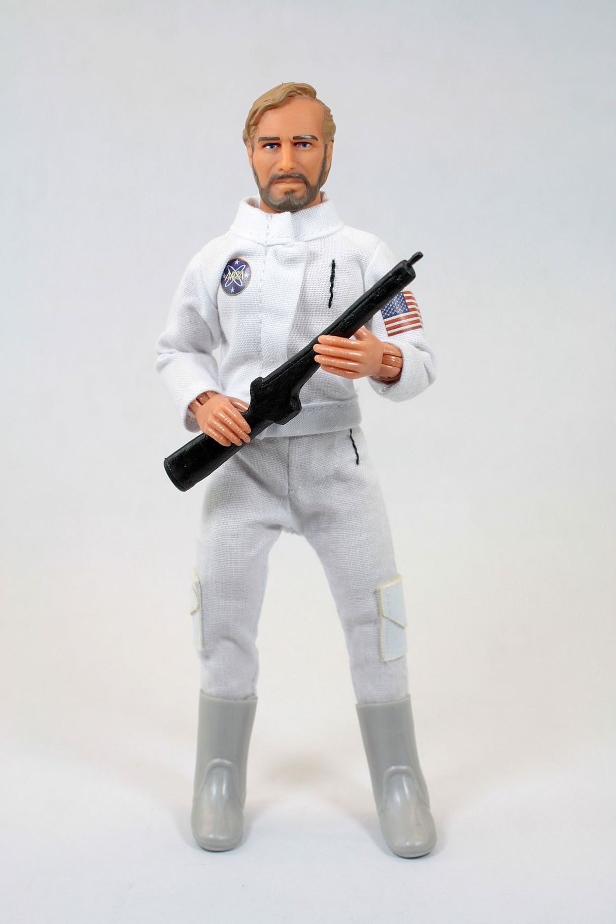 8" MEGO George Taylor astronaut figurine, featuring detailed retro styling and 14 points of articulation for dynamic display.