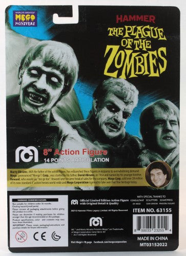 8" MEGO Plague of Zombies figurine, detailed with 14 points of articulation, capturing the horror of the classic 1966 film.