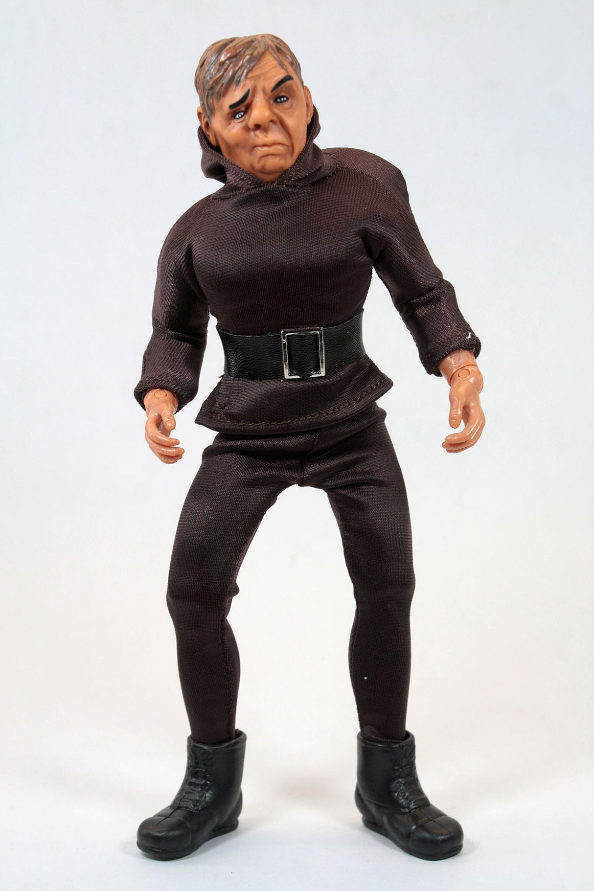 8" Mego Universal Hunchback figurine with 14 points of articulation, dressed in classic clothing, perfect for collectors.