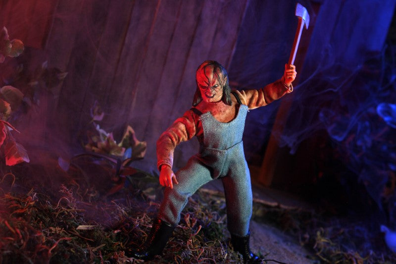 8" MEGO Hatchet collectible figurine of Victor Crowley, showcasing detailed features and 26 points of articulation.