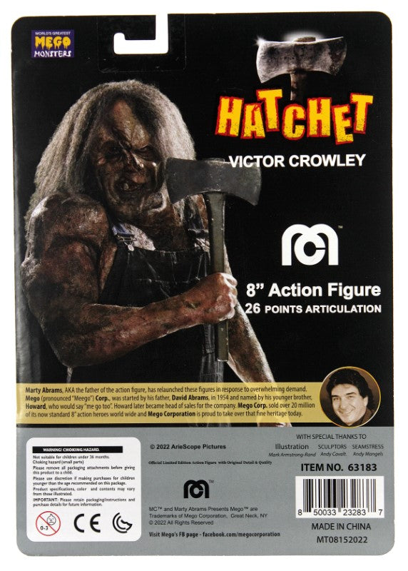 Victor Crowley 8" collectible figurine, featuring detailed attire and 26 points of articulation for dynamic poses.