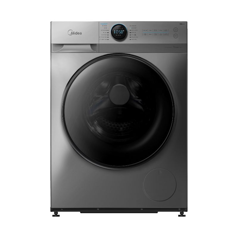 Midea 9.0KG Titanium Front Load Washing Machine with Wi-Fi, steam wash, and 14 versatile programs for efficient laundry care.