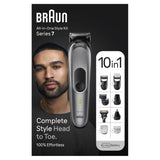 Braun MGK7420 10-in-1 Style Kit for versatile beard, body, and hair grooming with ultra-sharp blades and waterproof design.