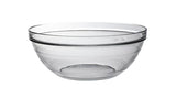 Clear 23cm Duralex glass bowl, durable, chip-resistant, microwave and dishwasher safe, ideal for serving and cooking.