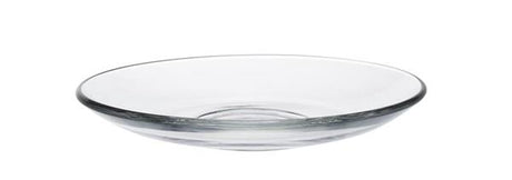 Clear Duralex Gigogne saucer, 13cm, elegant glassware ideal for teacups and appetizers, showcasing French craftsmanship.