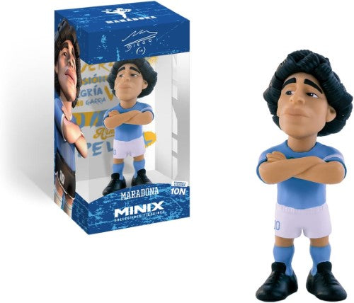 Diego Maradona Napoli figurine in iconic kit, capturing his essence for football fans and collectors.