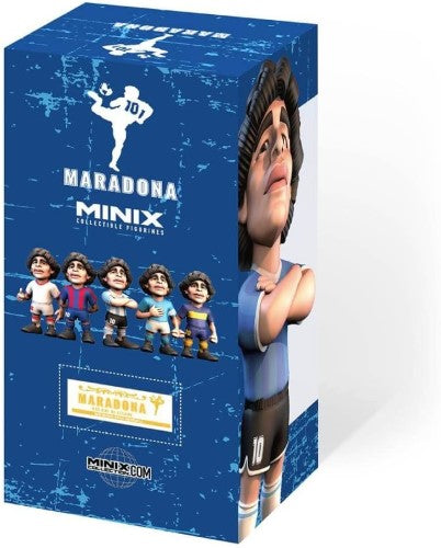 Collectible figurine of Diego Maradona in Napoli kit, celebrating his football legacy, measuring 19 x 9 x 8 cm.