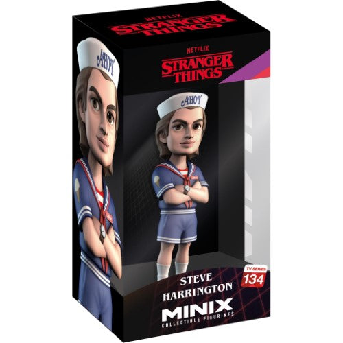 Collectible MINIX figurine of Steve Harrington from Stranger Things, dressed in his iconic Scoops Ahoy outfit with a friendly expression.