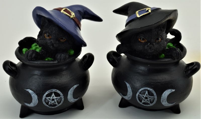 ornament - Black Cat In Cauldron (Set of 2)