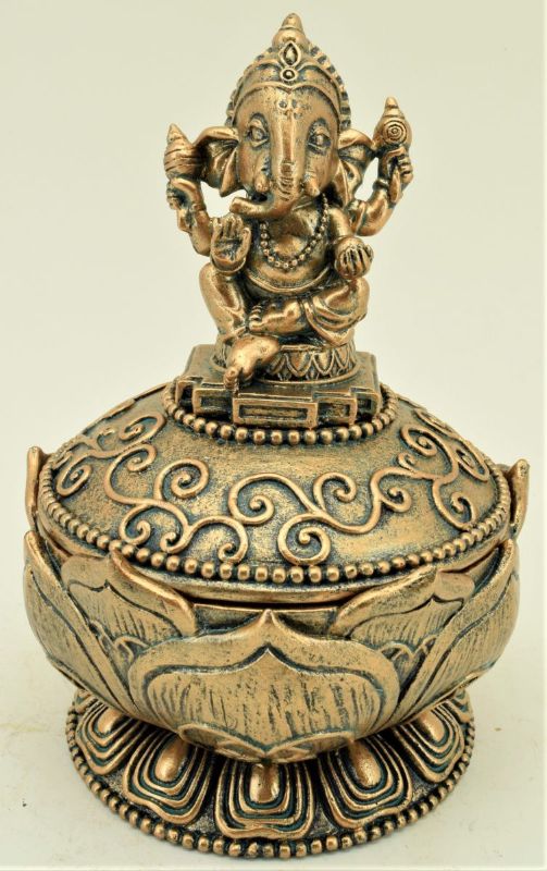 Intricately designed 12 cm Bronze Ganesh statue, symbolizing wisdom and prosperity, perfect for home decor or gifting.