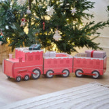 Whimsical Santa express gift holder train with two carriages, perfect for festive decor and gift-giving this Christmas.