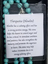 Mala Necklace in vibrant turquoise, 70cm long, featuring calming beads ideal for meditation and stylish layering.