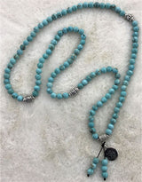 Turquoise mala necklace, 70cm, featuring genuine turquoise beads for meditation and style, promoting tranquility and healing.