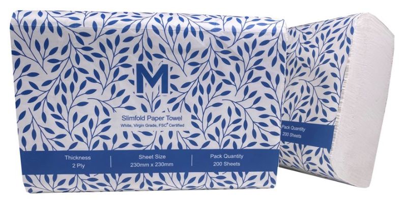 Quilted white paper towels, 230mm x 230mm, 2-ply, 3000 sheets, ideal for strong absorption and eco-friendly cleaning.