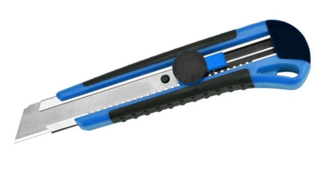 Jumbo Cutter Knife in black with snap-off blades, durable body, and rubber grip, ideal for precise cutting tasks. Pack of 6.