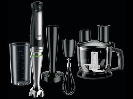 Braun MultiQuick 7 Gourmet Hand Blender with ACTIVEBlade, EasyClick system, and 1000W motor for versatile blending and food prep.