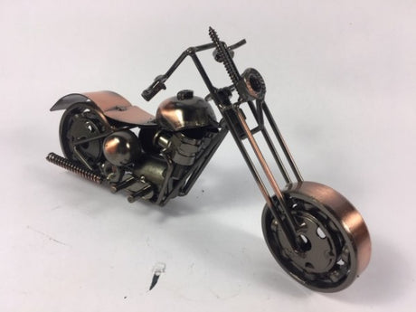 Elegant copper motorbike sculpture, 21 cm long, showcasing intricate design and perfect for home or office decor.