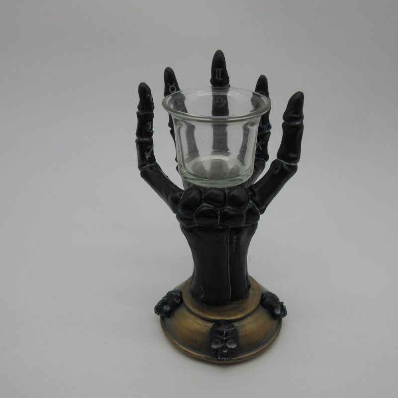 Black Skeleton Hand Tealight Holder (Set of 2)