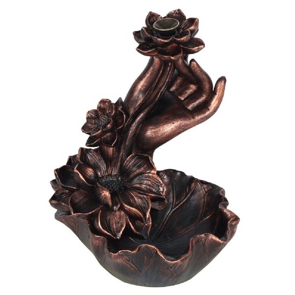 Lotus & Hand Bronze Backflow Burner