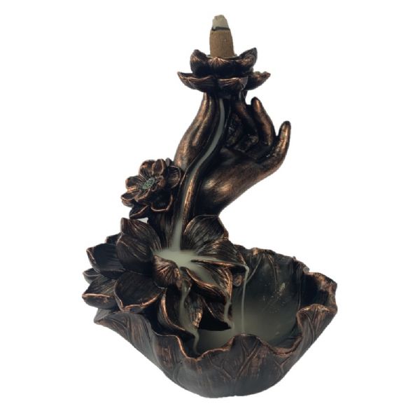 Lotus & Hand Bronze Backflow Burner