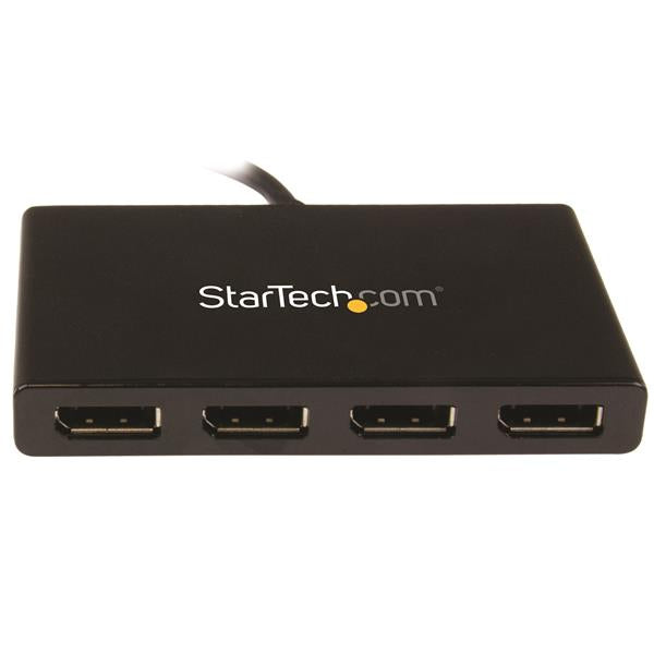 Mini DisplayPort to DisplayPort Splitter, 4-port hub for seamless multi-monitor setup with 4K UHD support.