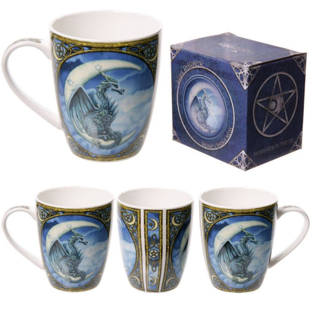 Lisa Parker Dragon Design Porcelain Mug featuring an intricate dragon motif, perfect for hot beverages and fantasy art lovers.