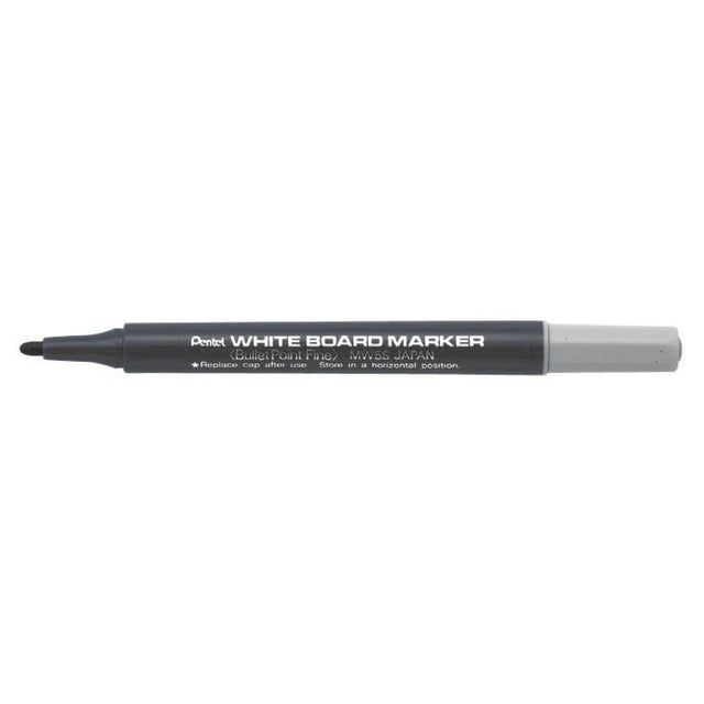 Black fine point whiteboard markers with a small barrel, 1.3mm, ideal for precise writing; set of 12, eco-friendly design.