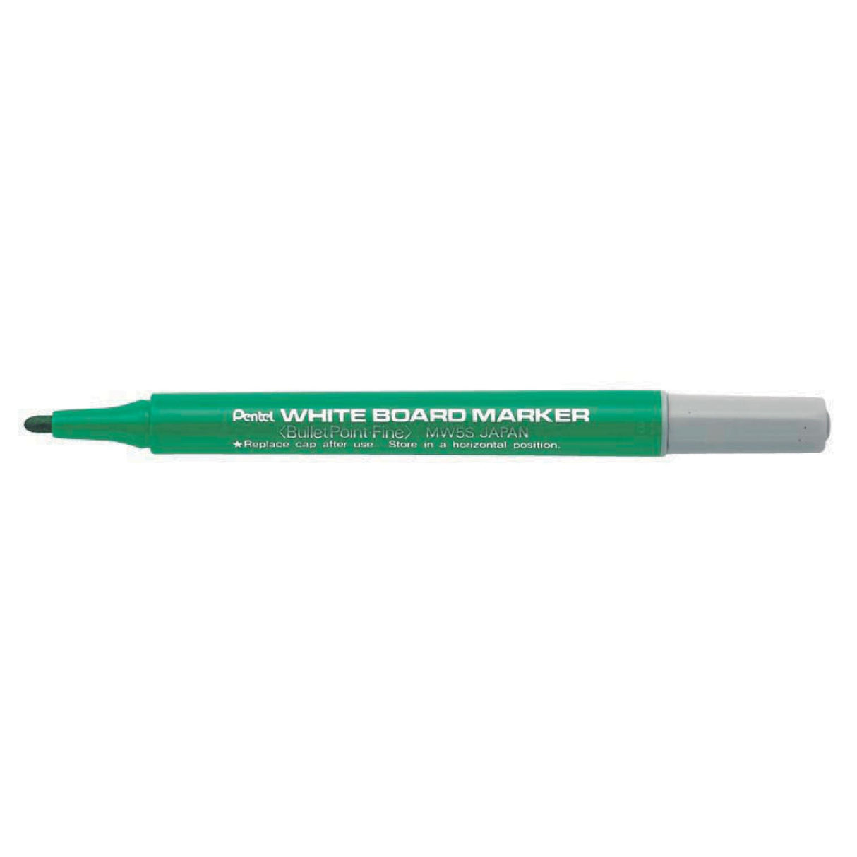 Set of 12 PENTEL Green Whiteboard Markers with fine point, 1.3mm line, designed for clear writing on small boards.