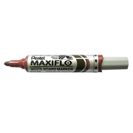 Set of 12 eco-friendly brown bullet tip whiteboard markers with pump-action ink rejuvenation for longer-lasting use.