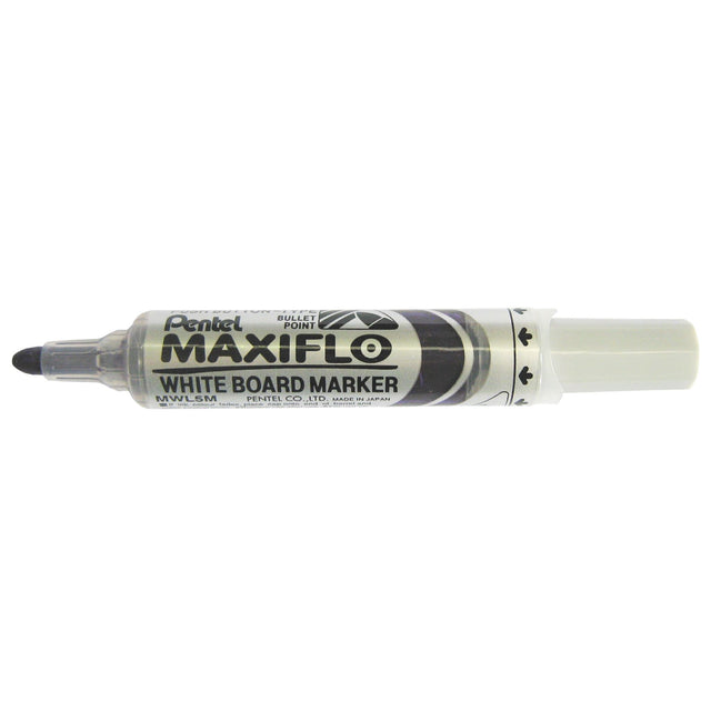 Violet PENTEL MAXIFLO whiteboard markers with a 2.1mm bullet tip, featuring ink rejuvenation for long-lasting use, 12 units.