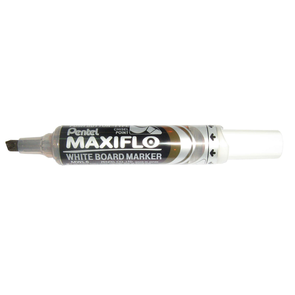 PENTEL MAXIFLO brown chisel-tip whiteboard markers, 3.0-7.0mm, 12-pack, eco-friendly, long-lasting with pump action ink system.