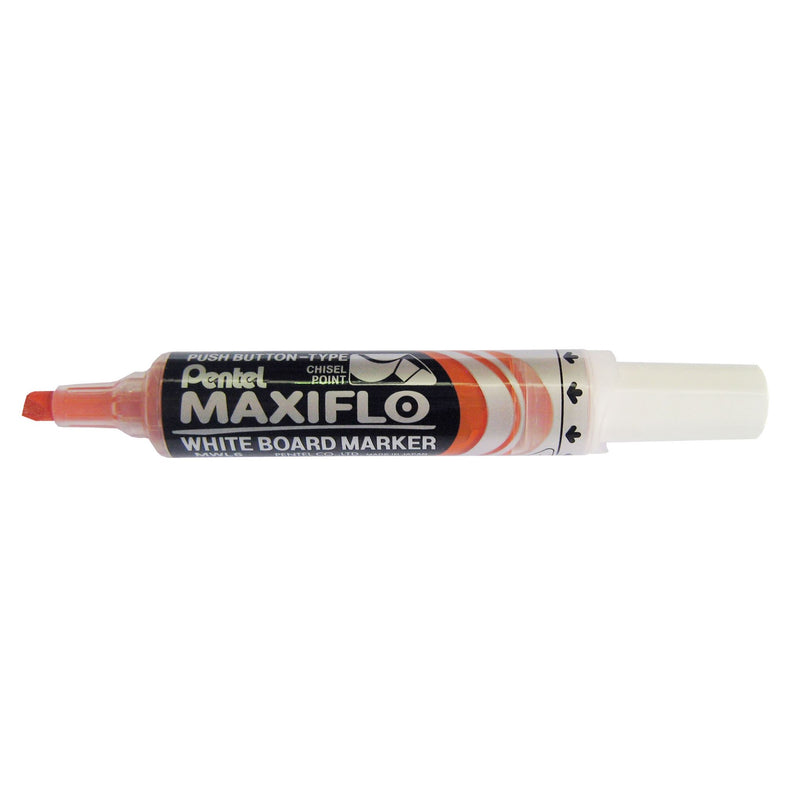 PENTEL MAXIFLO WHITEBOARD MARKER MWL6 CHISEL 3.0-7.0mm ORANGE -12 units