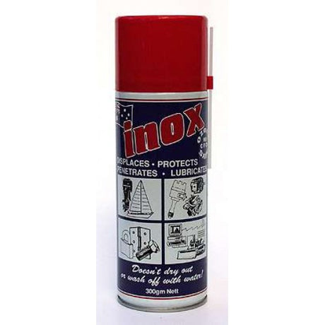 Inox - Mx3 Lubricant aerosol for moisture displacement, corrosion prevention, and long-lasting lubrication for various surfaces.