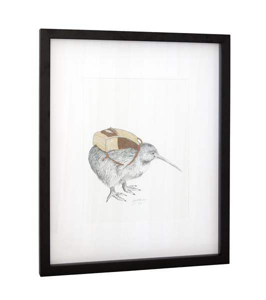 Framed Art Print - Kiwiana - Kiwi Kev - 45 X 55cm