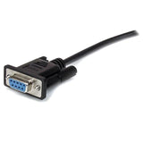 3m black RS232 serial cable with DB9 male and female connectors for reliable data transfer and device placement.