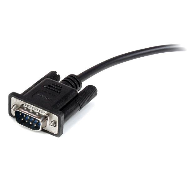 3m black DB9 RS232 serial extension cable with male and female connectors for reliable device connectivity.