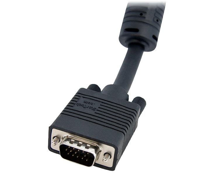 High-resolution 15m VGA extension cable with coaxial design, ferrite cores, and minimal signal interference for clear video.