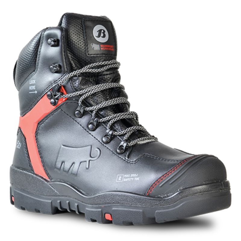 Bata Anchor Zip Sided Black safety boot, UK 6, features composite toe, durable leather, slip-resistant outsole, and heat-resistance.
