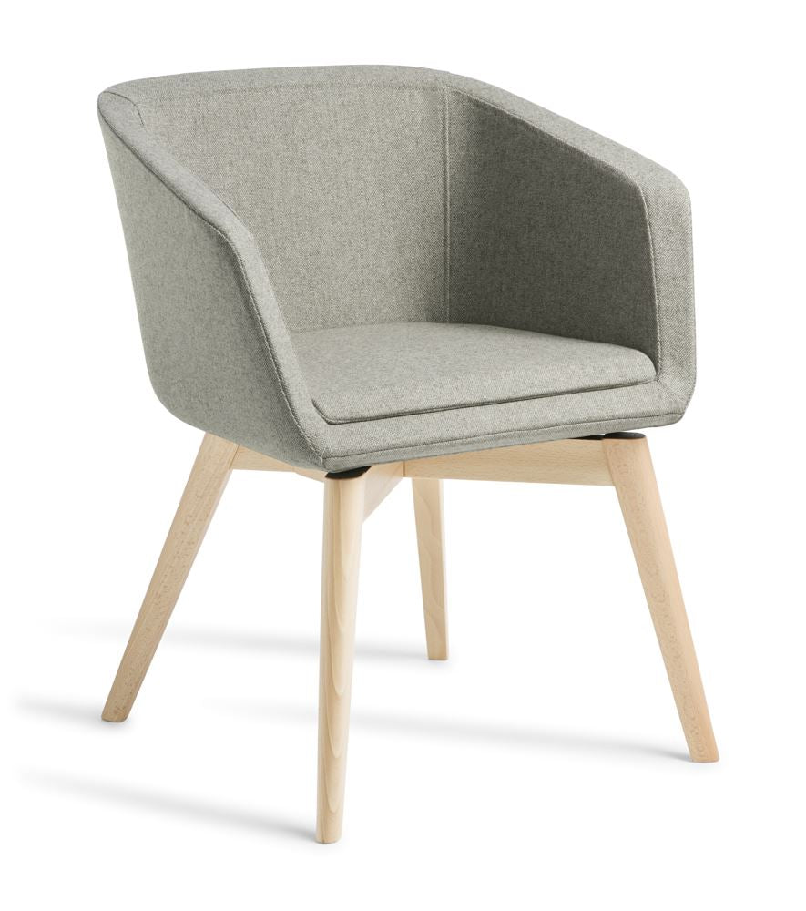 Elegant Office Chair Martina in Flax Archway with Natural Timber Base, featuring tailored upholstery and moulded foam for comfort.