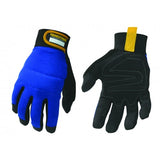 Youngstown Mechanics Plus Work Gloves in Medium, featuring padded palm, moisture-wicking top, and adjustable Velcro closure for comfort.