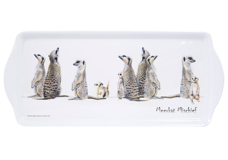 Charming Meerkat Mischief Family Sandwich Tray featuring playful meerkat illustrations, perfect for serving snacks and gatherings.