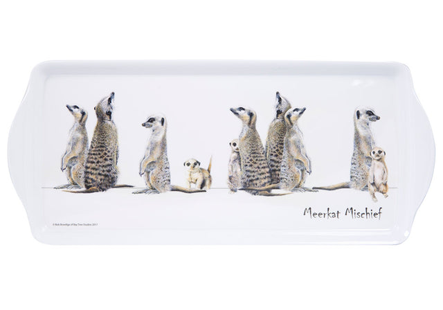 Charming Meerkat Mischief Family Sandwich Tray featuring playful meerkat illustrations, perfect for serving snacks and gatherings.