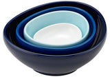 Vibrant Mi Casa Indigo Ombre Nesting Bowl Set in assorted sizes, perfect for stylish serving and seamless entertaining.