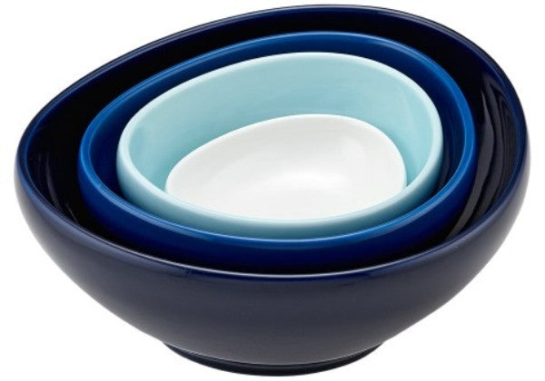 Vibrant Mi Casa Indigo Ombre Nesting Bowl Set in assorted sizes, perfect for stylish serving and seamless entertaining.