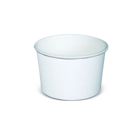 White 89ML ice cream bowls, pack of 50, microwave, freezer safe, versatile for hot and cold foods, customizable surface.