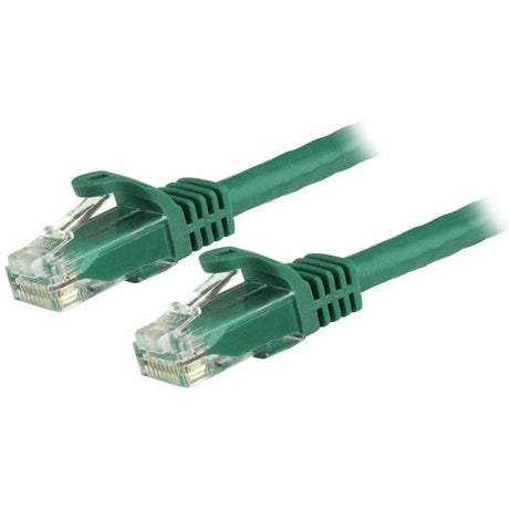 Green Cat6 patch cable, 0.5m long, featuring snagless RJ45 connectors for reliable Gigabit network performance.