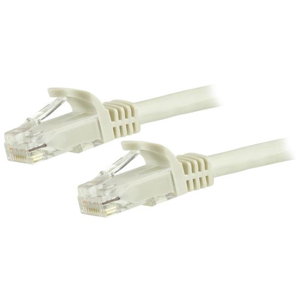 7.5 m white CAT6 cable with pure copper construction, snagless design, and gold connectors for high-speed, reliable networking.