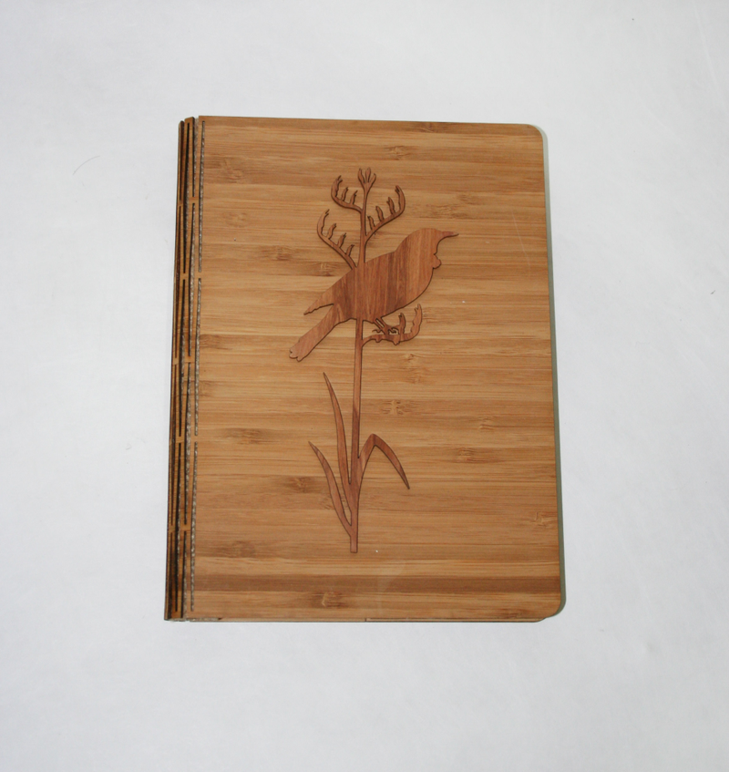 Notebook - Tui on Tall Flax - NZ Silver Beech & Bamboo Veneer