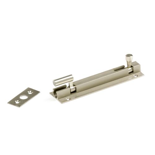 150mm heavy-duty goose neck socket bolt in satin nickel, 32mm wide, ideal for durable and stylish installations.